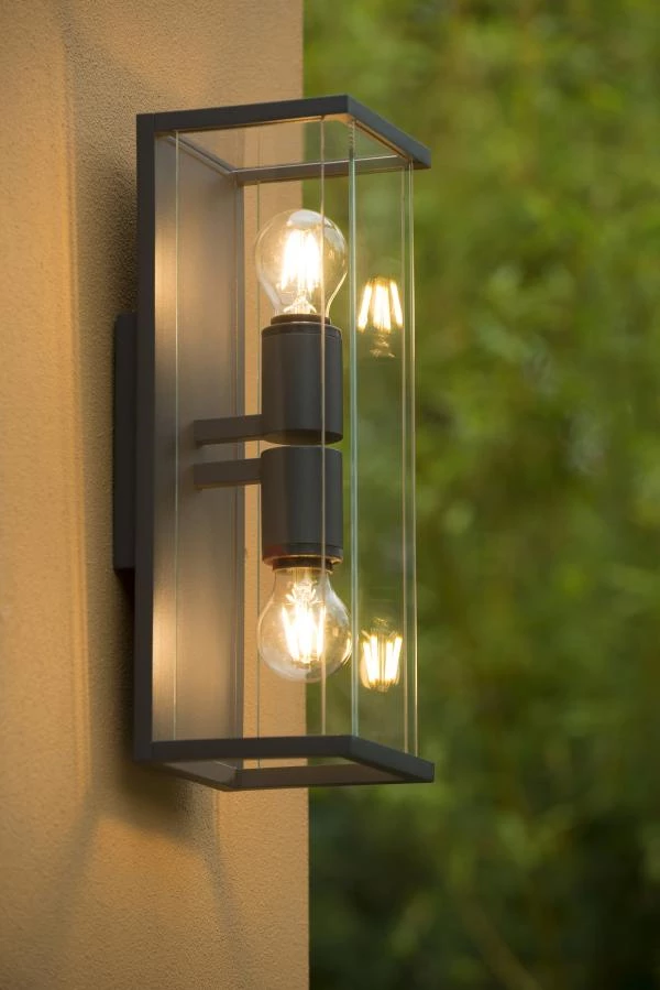 Lucide CLAIRE - Wall light Outdoor - 2xE27 - IP54 - Anthracite - ambiance 1